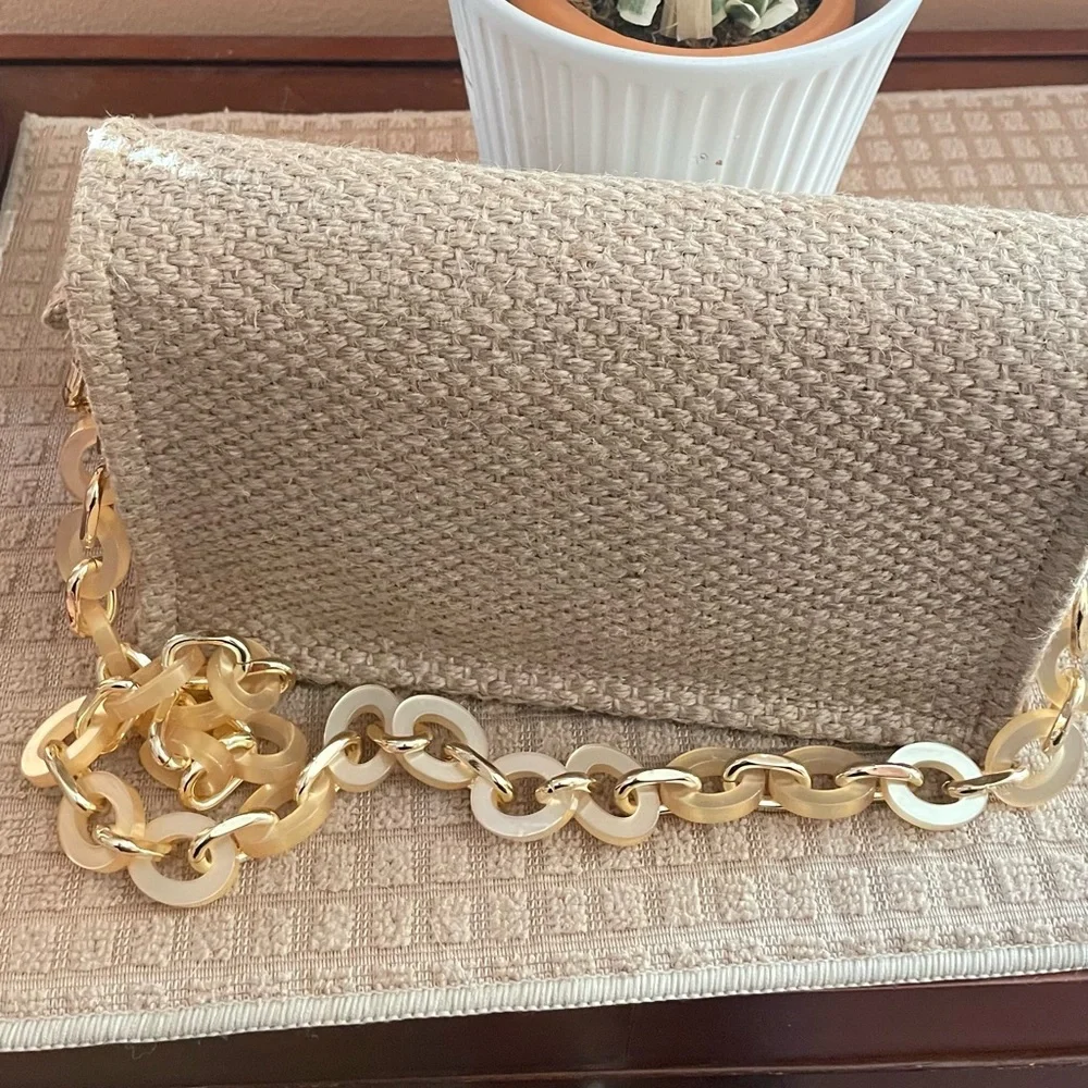 Dior Raffia Clutch with bag with chain strap . NWT.
Box . GWP Item - Picture 7 of 11